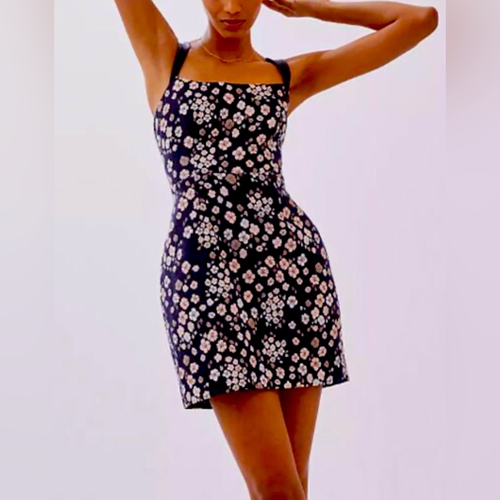 Maeve Floral Print Dress - Black and Pink